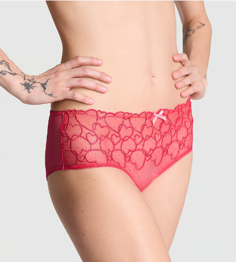 DUMMY - Panti Victoria Secret de corte cavado de encaje con corazones M